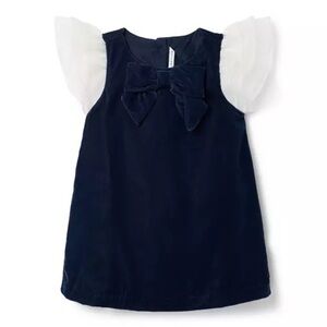 Janie & Jack velvet Bow Dress with White Flutter Sleeves